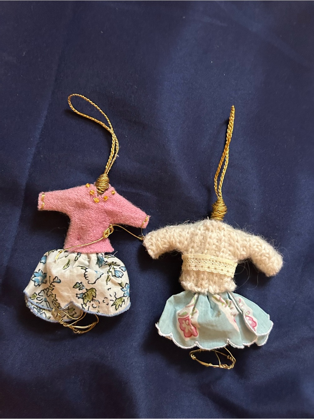 Anthropologie Mini Dress Ornaments - Pink and Cream